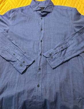 Massimo Dutti Blue Italian Fabric Button Down Shirt